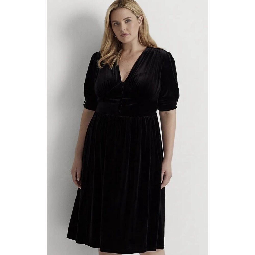 Lauren Ralph Lauren Black Velvet Midi Dress